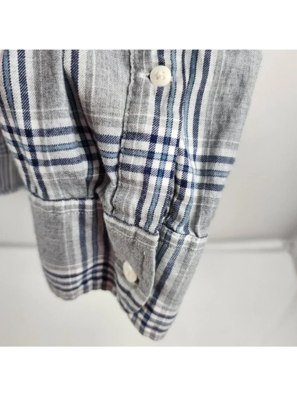 J. Crew Shirt Mens XL Navy Gray Slim Fit Plaid L/S Button Down Collar Button Up